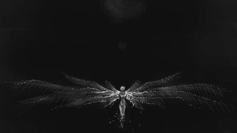 Glowing Figure with Wings — Black