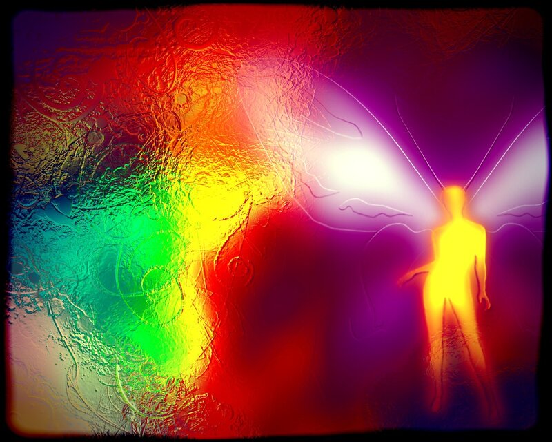 Glowing Figure with Wings — Yellow