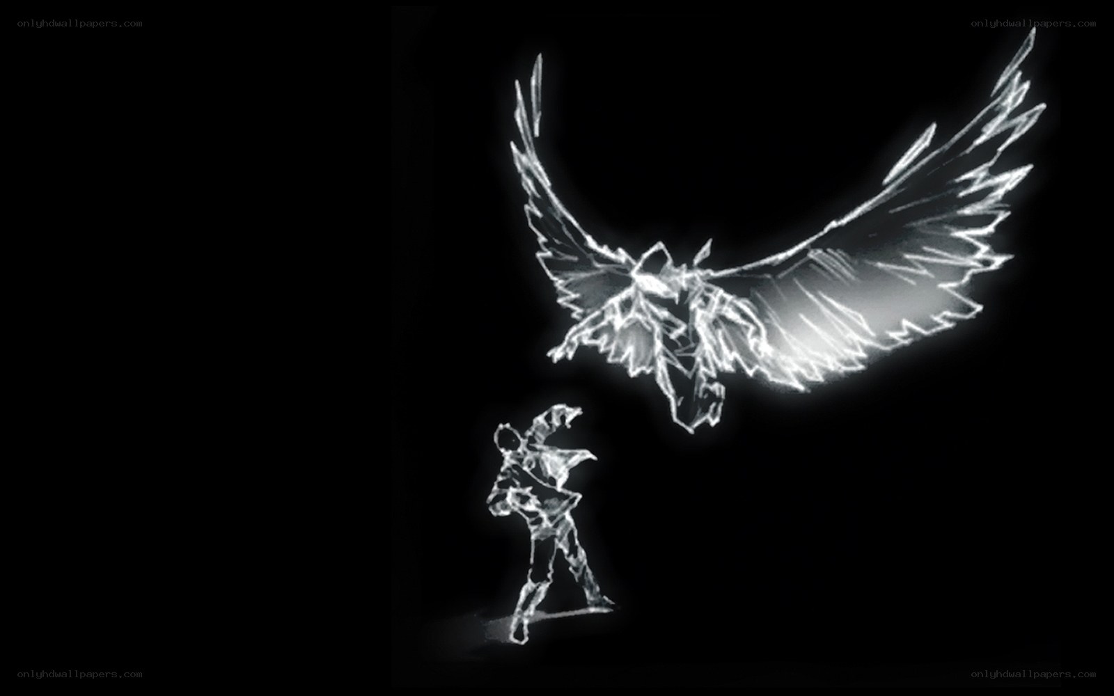 glowing figure with wings