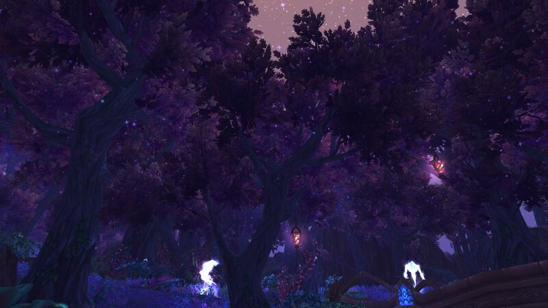 Glowing Figures in Forest