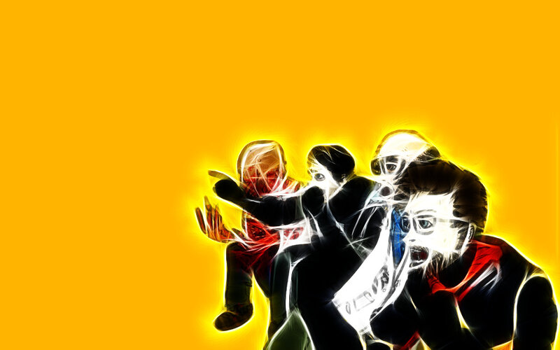 glowing figures in motion