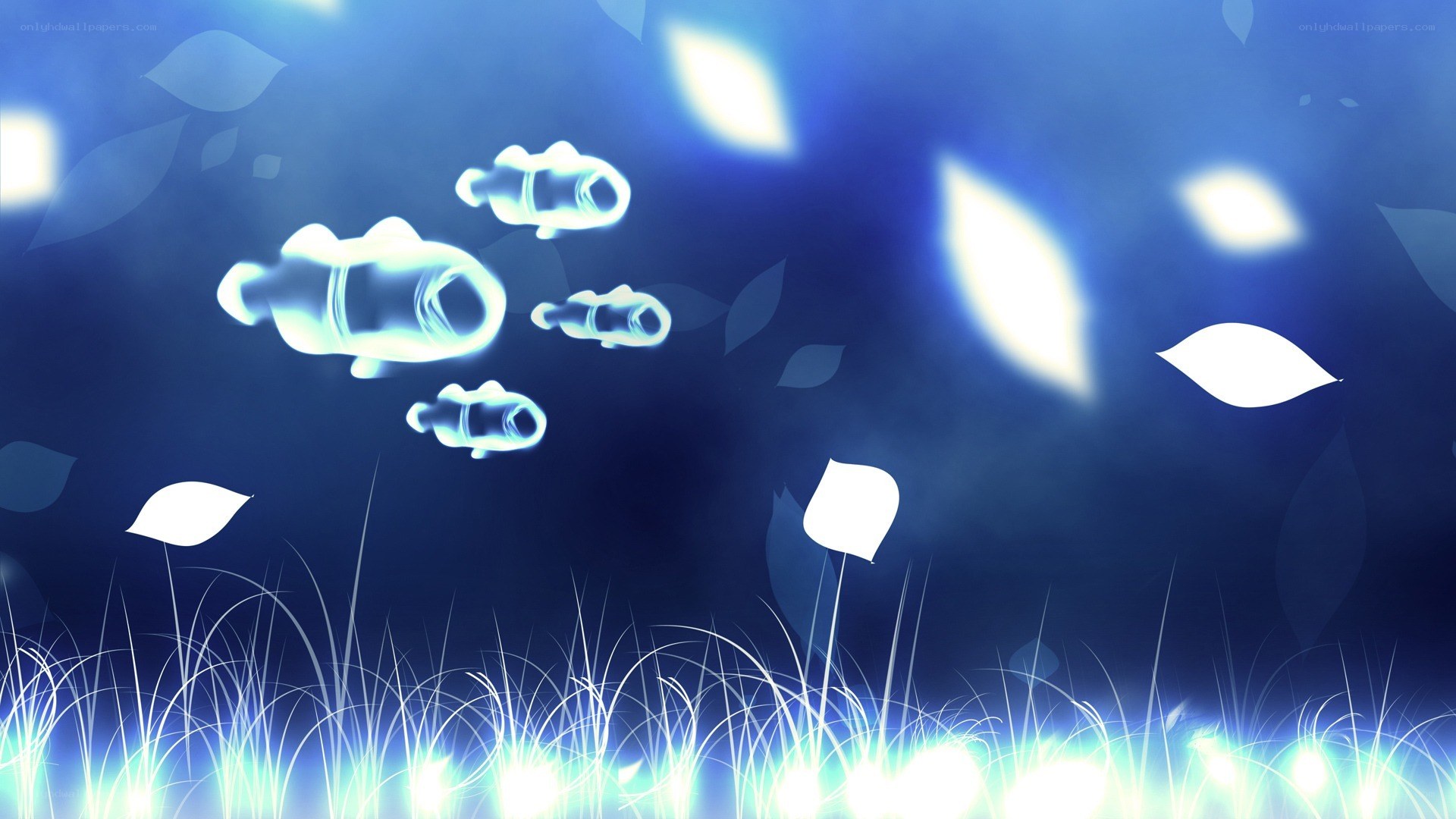glowing fish in underwater scene