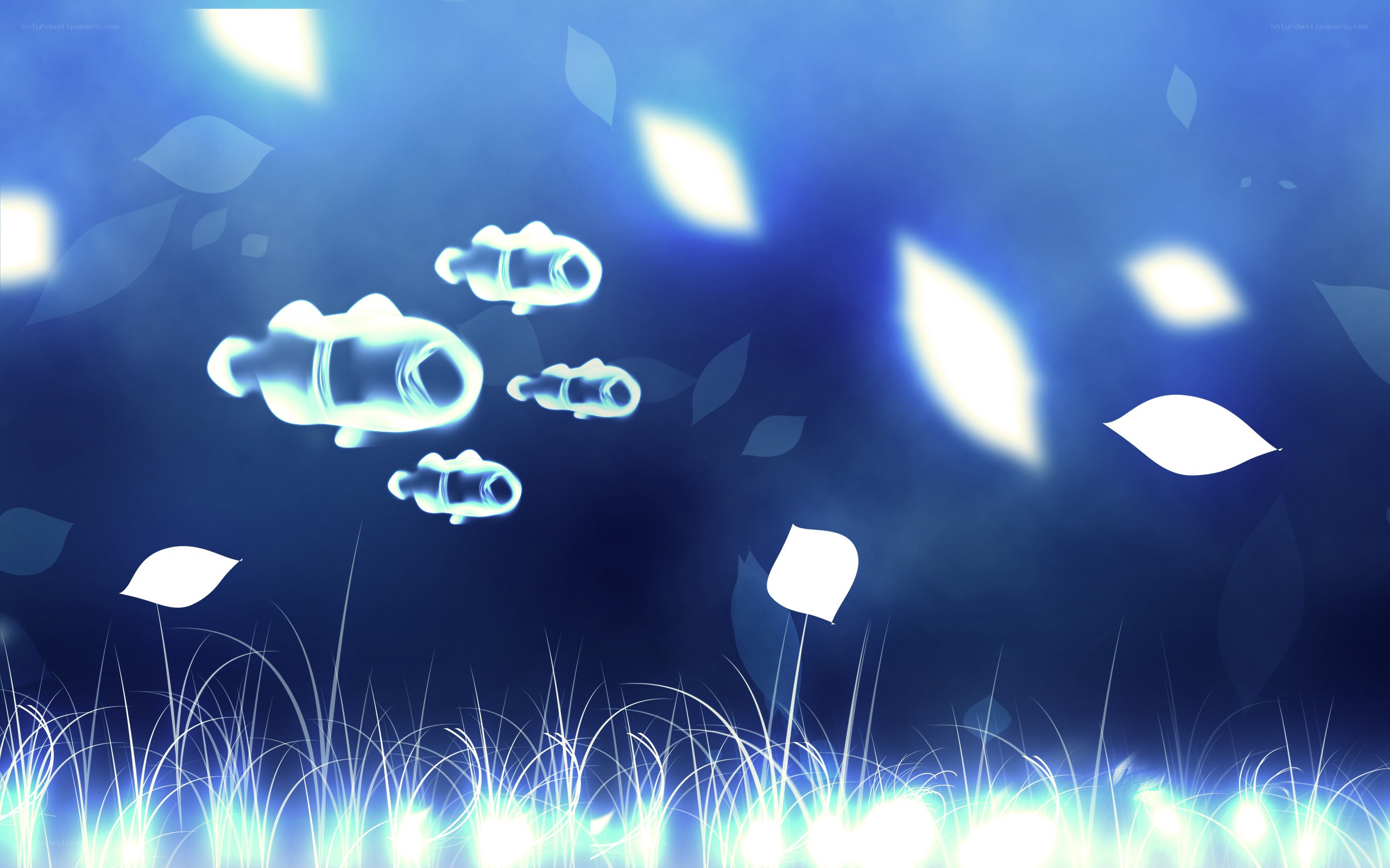 glowing fish in underwater scene