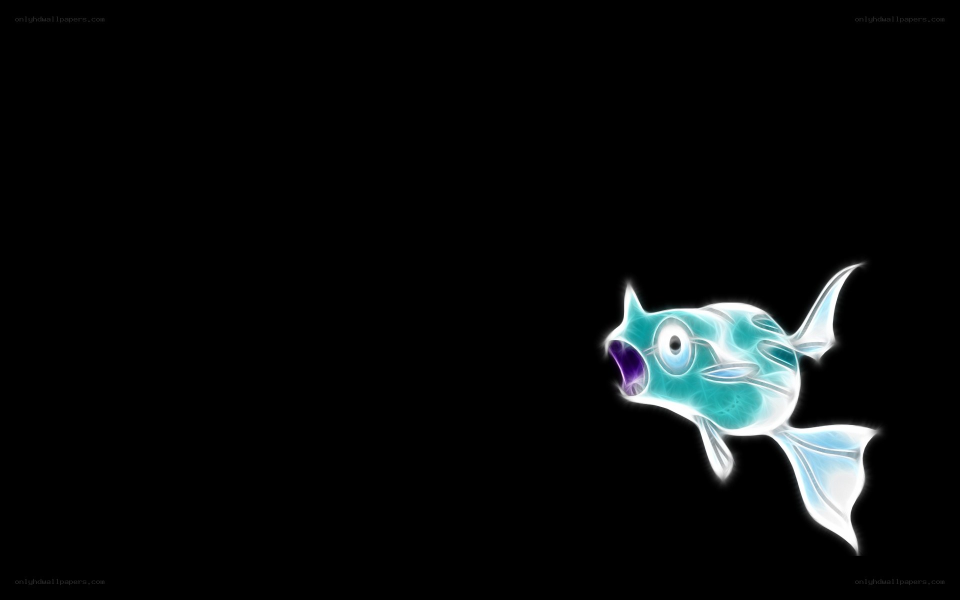 glowing fish on black background