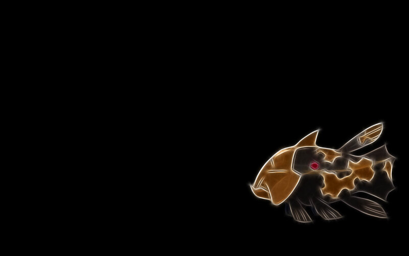 glowing fish on black background