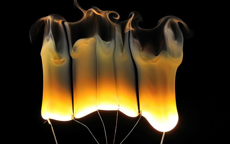 glowing flame-like structures