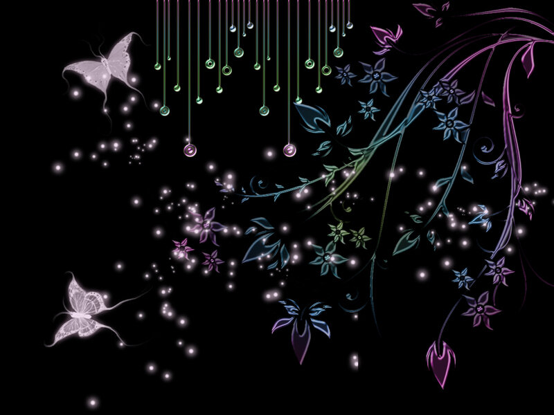 glowing floral and butterfly design