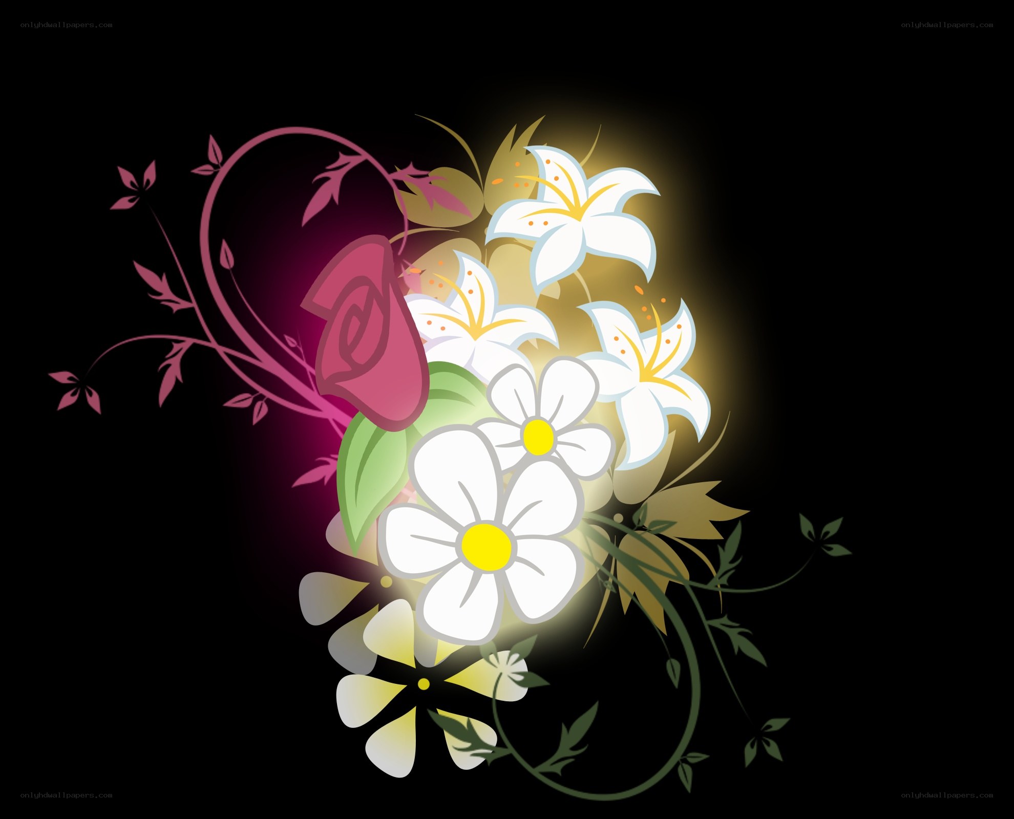 glowing floral bouquet