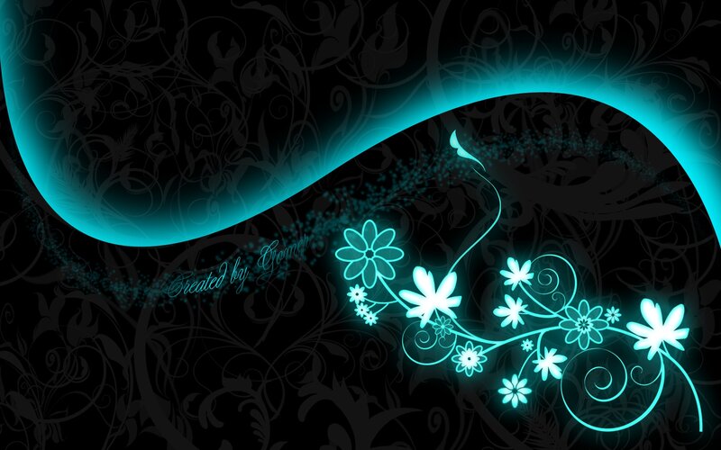 Glowing Floral Design — Black, Dark