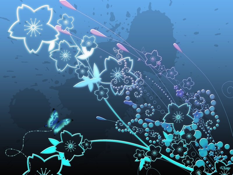 Glowing Floral Design — Blue