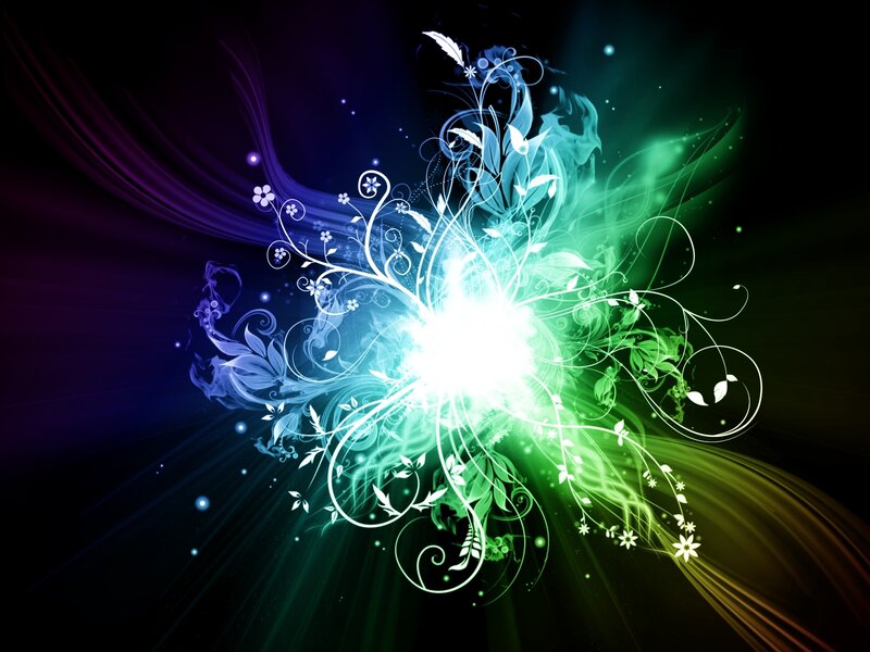 Glowing Floral Design — Green