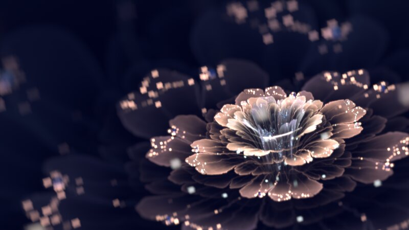 Glowing Flower in Dark Space