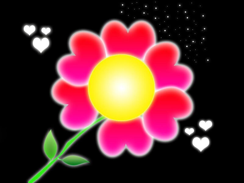 glowing flower with hearts