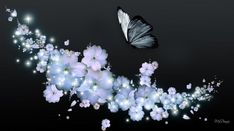 Glowing Flowers and Butterfly