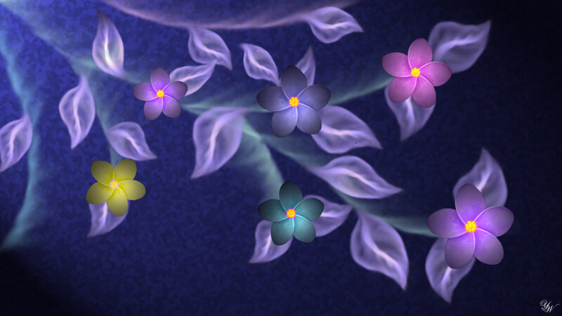 Glowing Flowers and Leaves