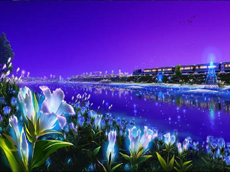 Glowing Flowers by River