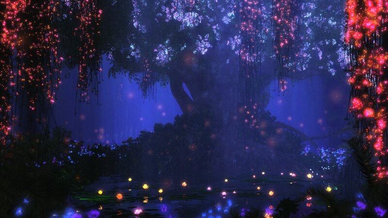Glowing Flowers in Forest — Blue