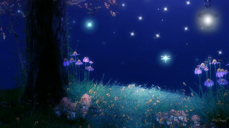 Glowing Flowers in Forest