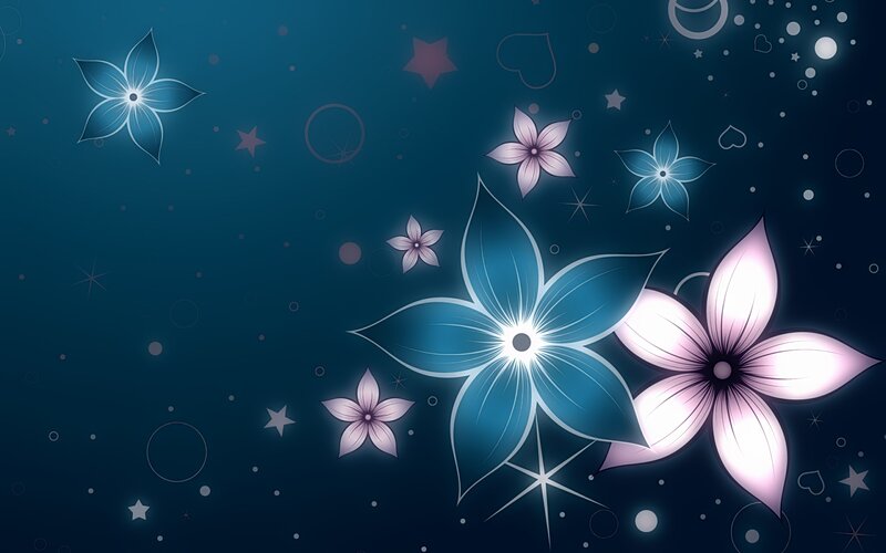 Glowing Flowers in Space — Blue