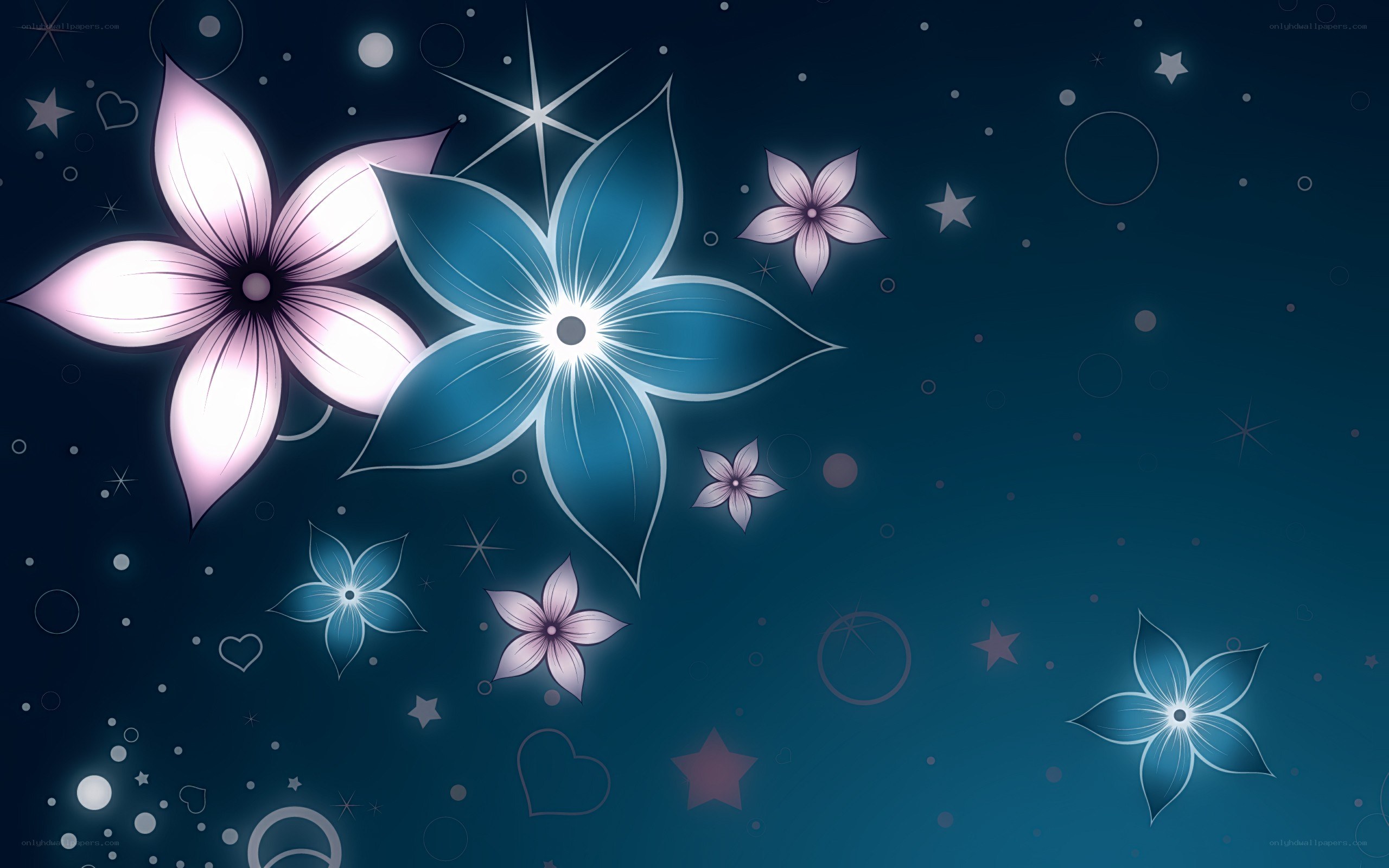 glowing flowers in starry night