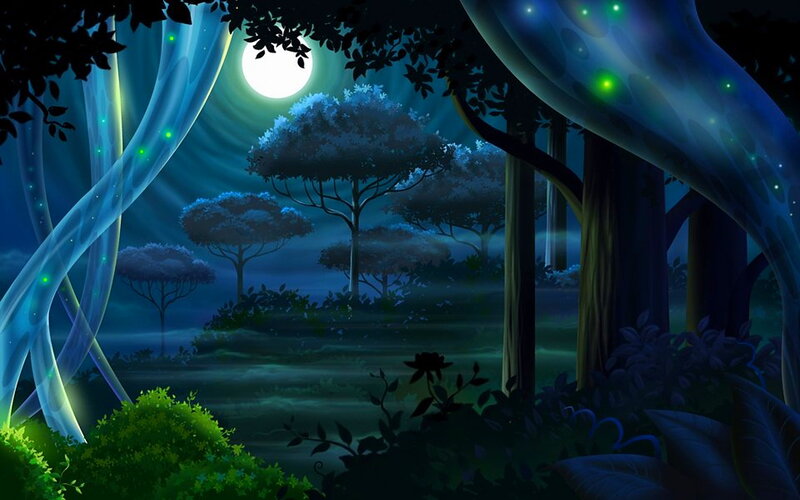 Glowing Forest at Night — Blue