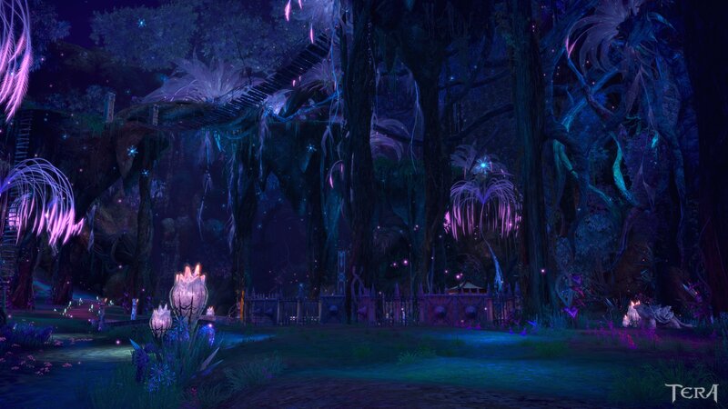 Glowing Forest at Night — Purple