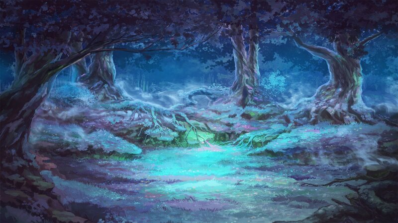 Glowing Forest Path — Blue, Mystical