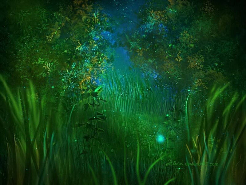 Glowing Forest Path — Green