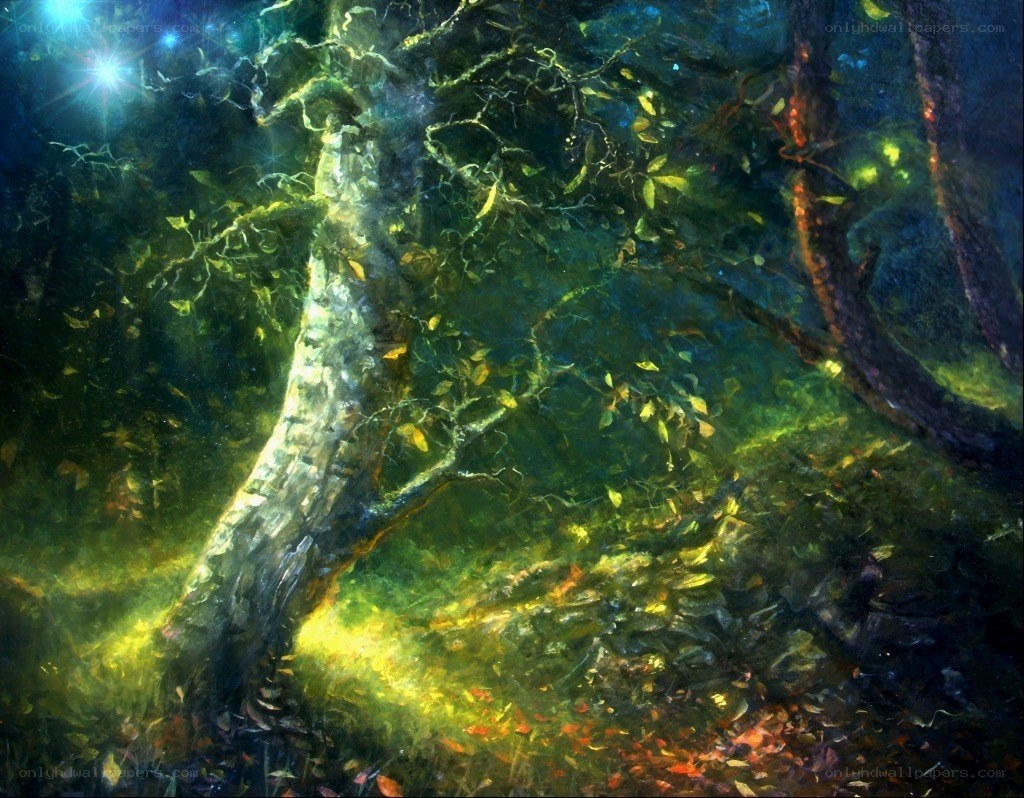 Glowing forest tree