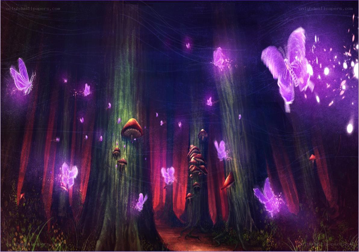 glowing forest with mushrooms