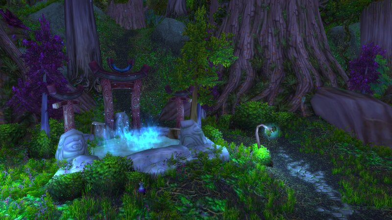 Glowing Fountain in Forest