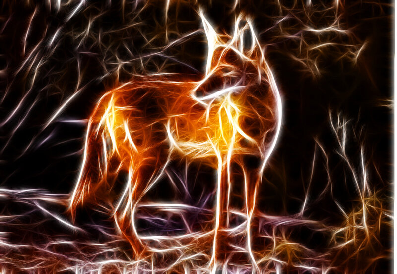 glowing fox in digital art