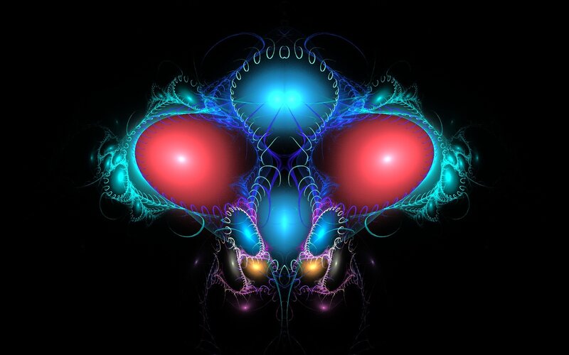 glowing fractal alien face