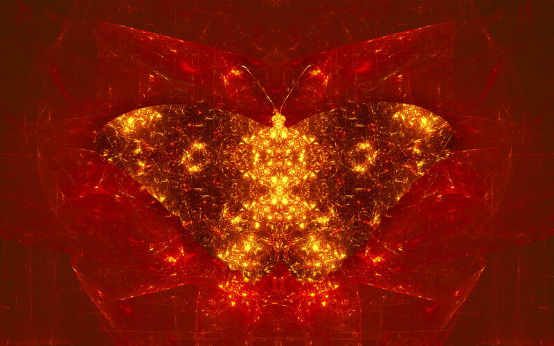 Glowing Fractal Butterfly — Red