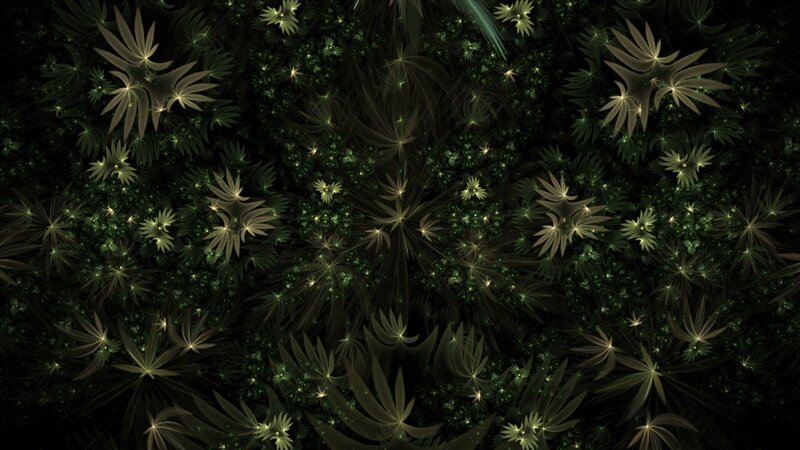 glowing fractal cannabis leaves