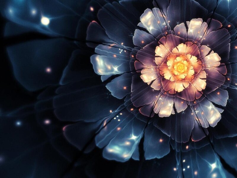 Glowing Fractal Flower — Blue, Ethereal