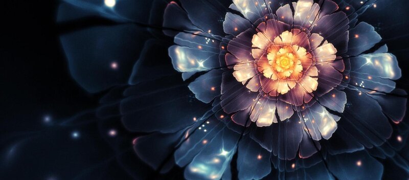 Glowing Fractal Flower — Blue