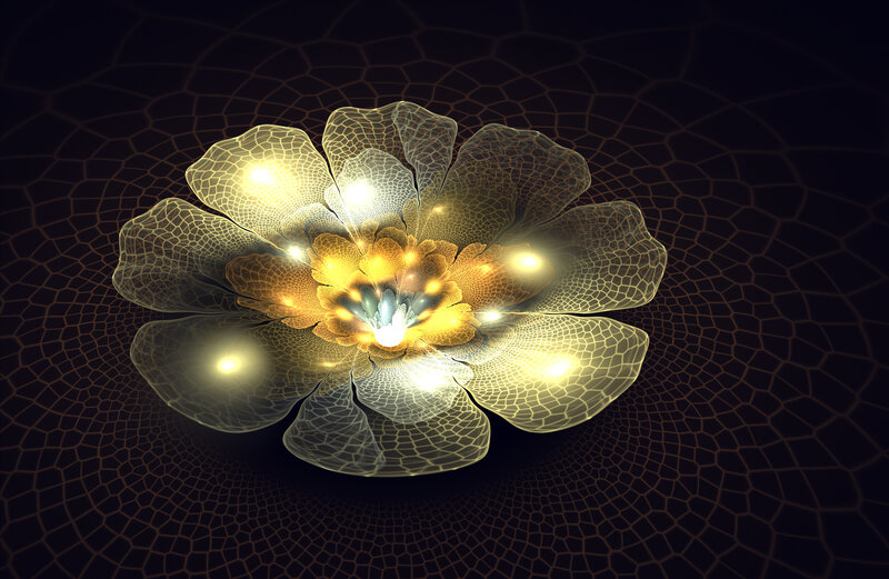 Glowing Fractal Flower — Gold