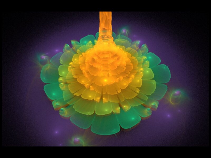 Glowing Fractal Flower — Green, Ethereal