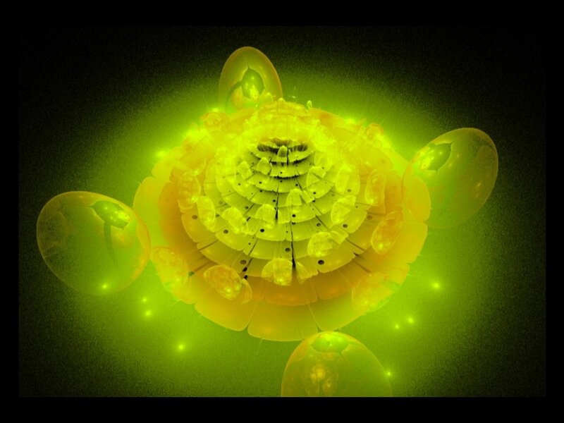 Glowing Fractal Flower — Green, Mystical