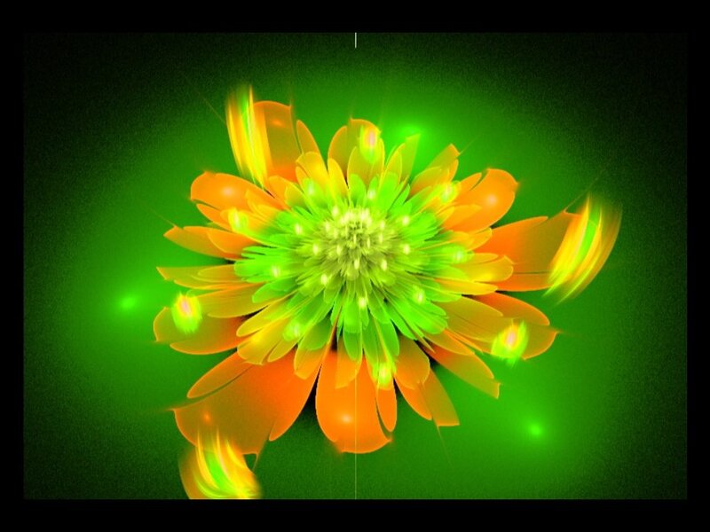 Glowing Fractal Flower — Green, Vibrant