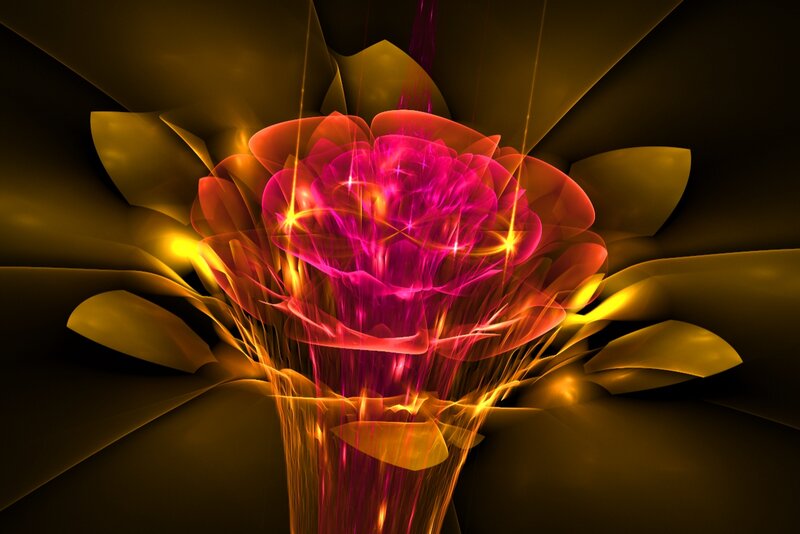 Glowing Fractal Flower — Pink