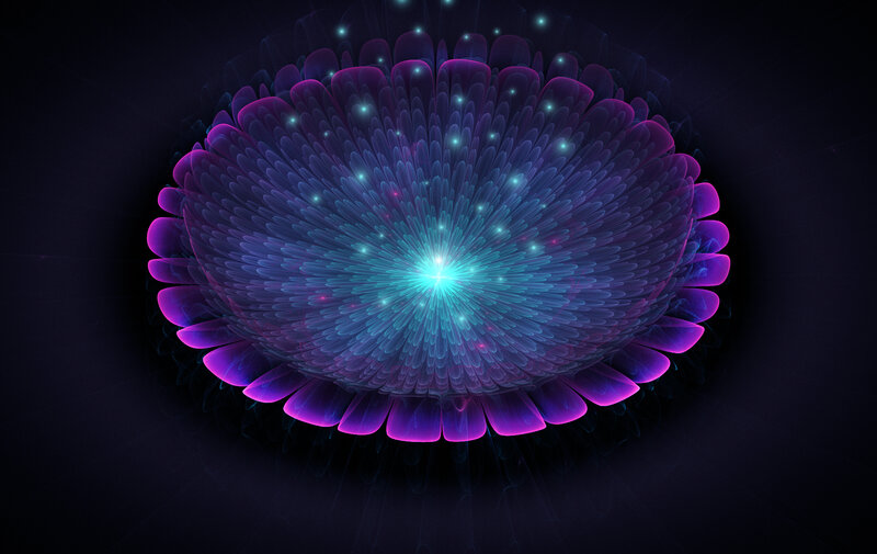 Glowing Fractal Flower — Purple, Ethereal, Night