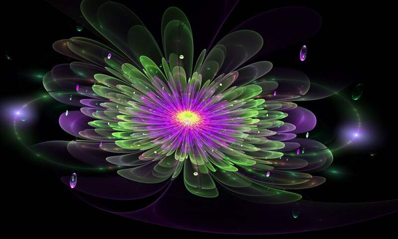 Glowing Fractal Flower — Purple, Ethereal