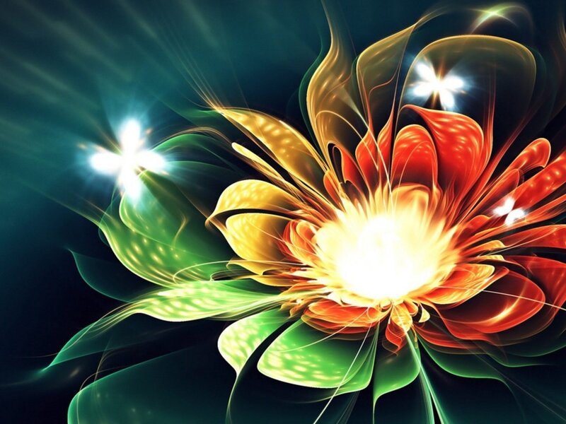 Glowing Fractal Flower — Red