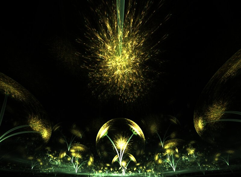 Glowing Fractal Flowers — Black, Mystical