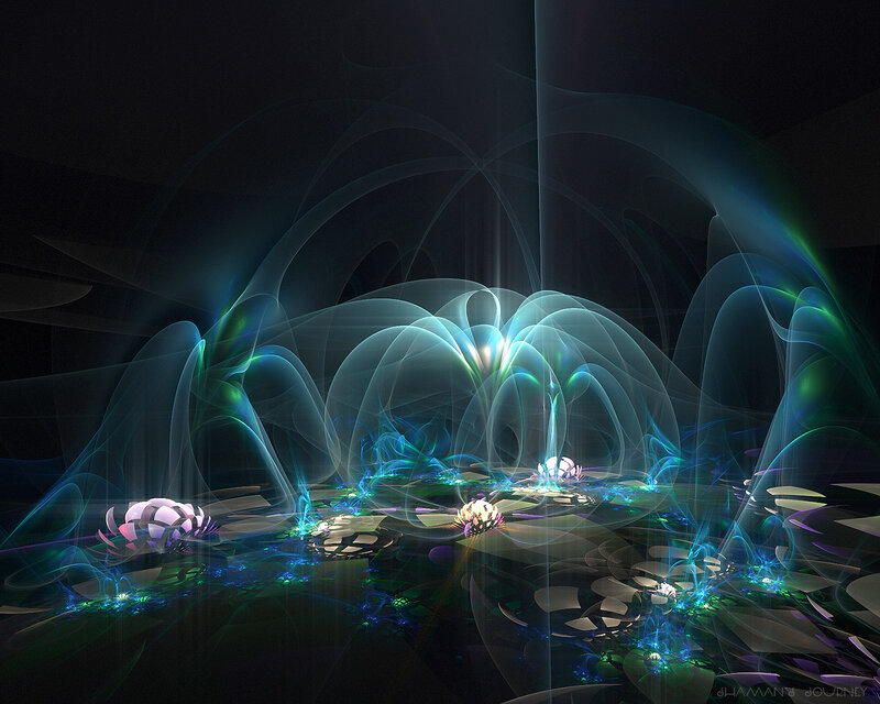 Glowing Fractal Flowers — Blue, Ethereal