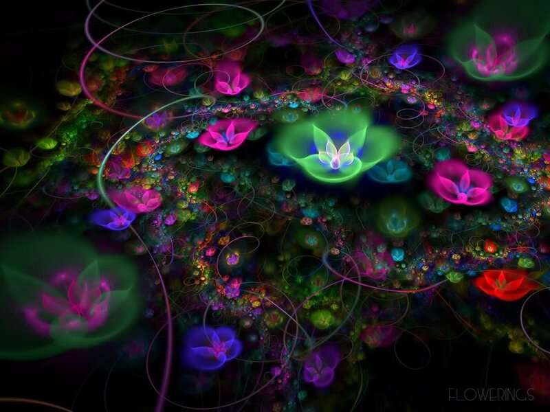 Glowing Fractal Flowers — Green, Ethereal, Night