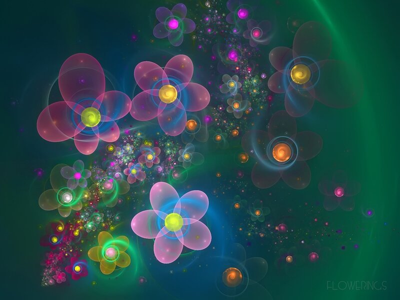 Glowing Fractal Flowers — Green, Ethereal