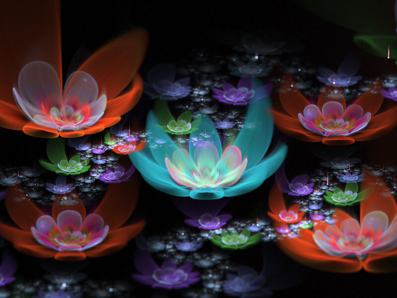 Glowing Fractal Flowers — Orange